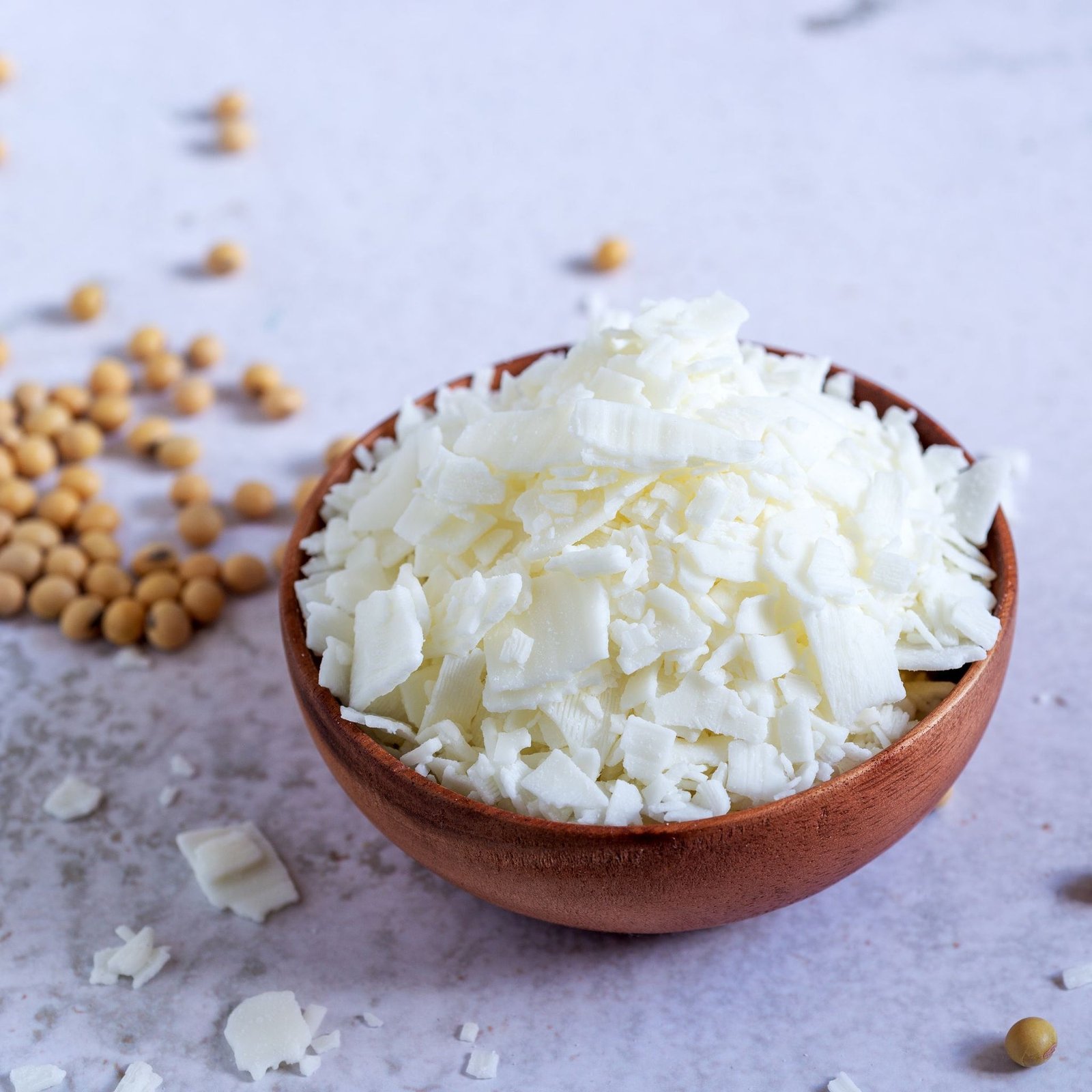Soy wax flakes close-up